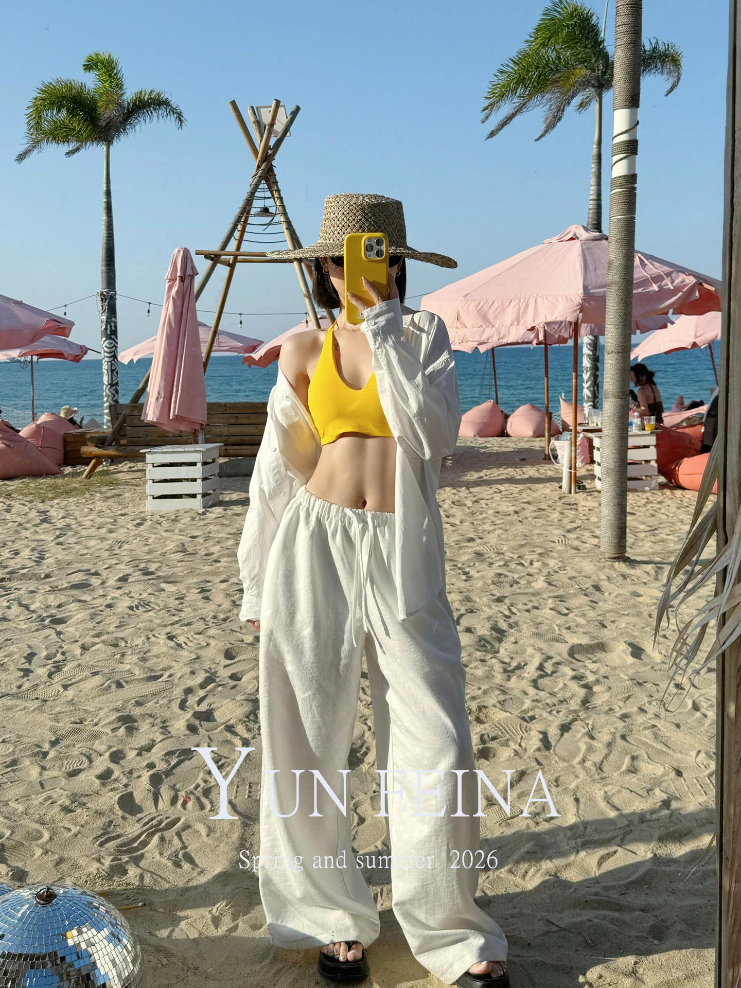 오래된 돈 휴가 바람 화이트 캐주얼 아마 셔츠 세트 여성 봄 여름 자외선 차단 의류 와이드 레그 팬츠 투피스 세트 느슨함 센스