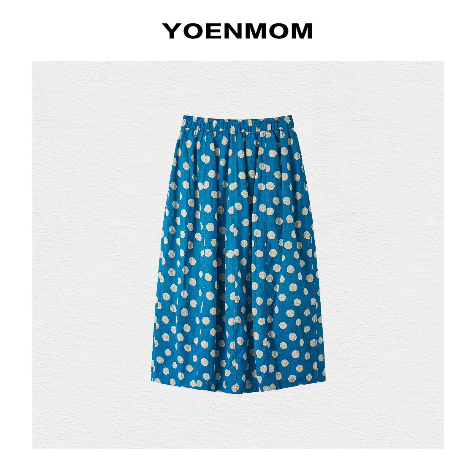 yoenmom 도트 무늬 치마 봄 여름 신제품 면 린넨 질감 센스 문예 레트로 밴딩 하이웨이스트 반신 스커트