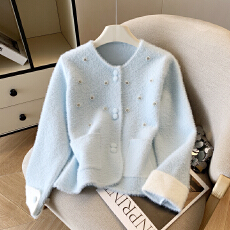 批发2026春季新款法式小香风重工镶钻软糯毛衣<b class='q'>外套</b>女气质针织开衫上衣