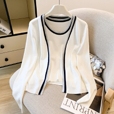 批发2026春季新款<b class='q'>韩版</b>无袖吊带背心休闲宽松长袖短款外套女两件套