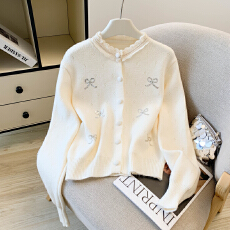 批发鱼兔子的兔子千金小香风撞色针织上衣女2026春秋新款穿搭<b class='q'>毛衣</b>开衫