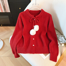 批发2026<b class='q'>春</b>款温柔风软糯毛衣打底衫女毛球装饰设计感内搭长袖上衣