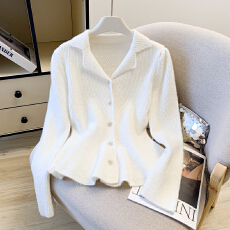 批发2026春款高级感小香风上衣气质收腰<b class='q'>修身</b>泡泡袖针织开衫女毛衣外套