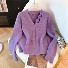 批发2026春季新款红色小香风洋气毛针织开衫<b class='q'>女长袖</b>宽松毛衣<b class='q'>外套</b>