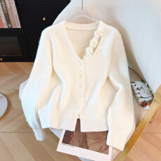 批发2026春季新款红色小香风洋气毛<b class='q'>针织</b><b class='q'>开衫</b>女长袖宽松毛衣外套