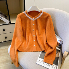 批发2026春款软糯红色亮片毛衣开衫外穿女针织外套钻扣小香风洋气上衣