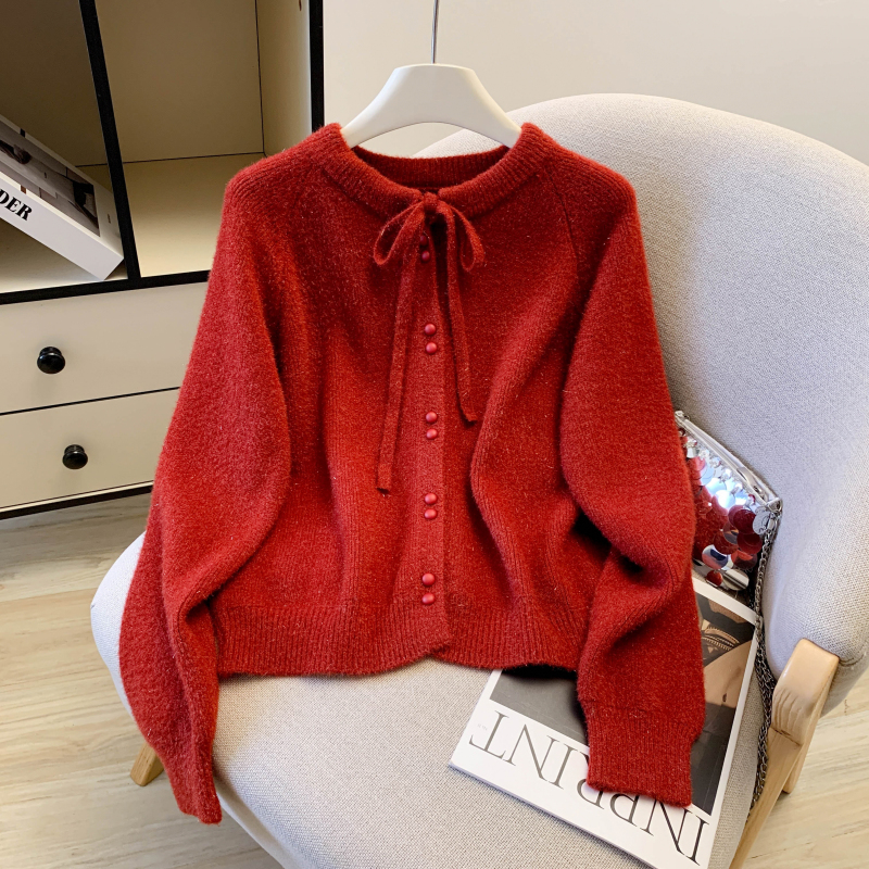 MY16123#韩版宽松显瘦小香风开衫蝴蝶结设计上衣减龄女潮女裝貨源服裝批...