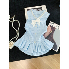 批发千金风重工钉珠冰丝<b class='q'>针织</b>衫女夏款立体蝴蝶结<b class='q'>开衫</b>遮肚子裙摆小上衣