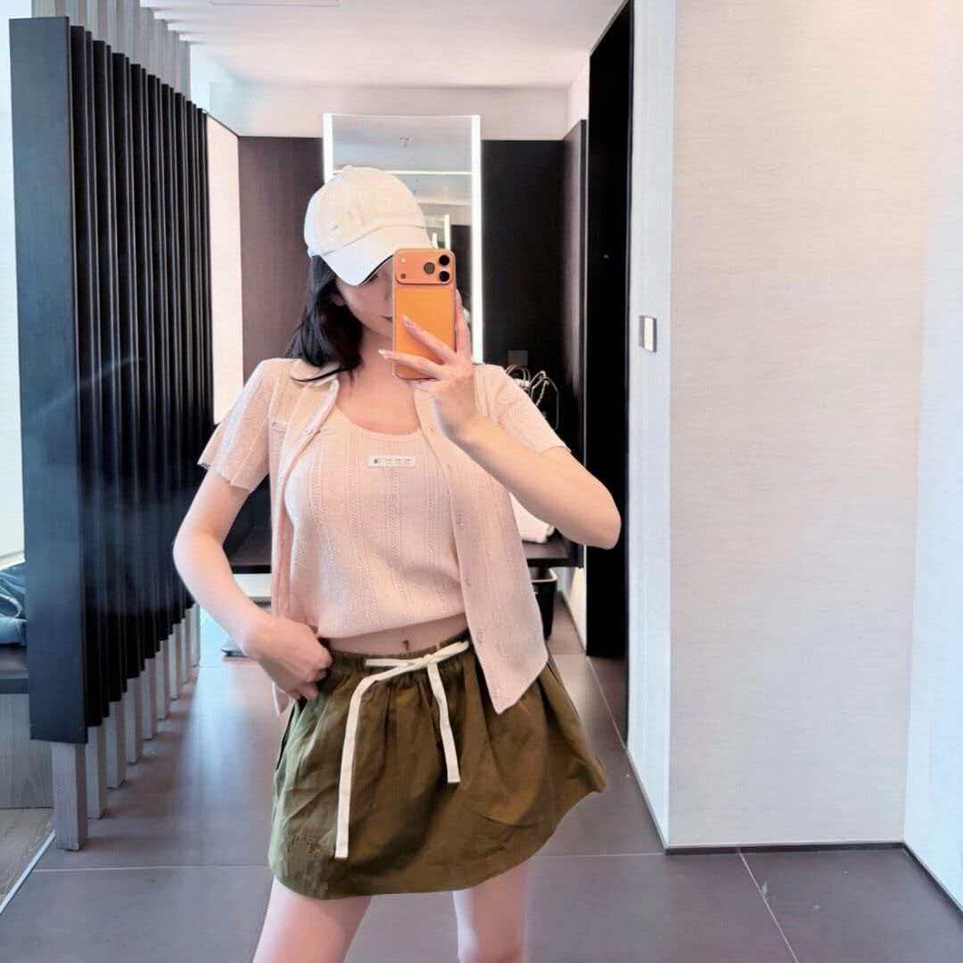 26 봄 여름 새로운 홀로우 아웃 반팔 니트 오픈 가디건 몸매 가꾸기 민소매 캐미솔 패션 투피스 세트