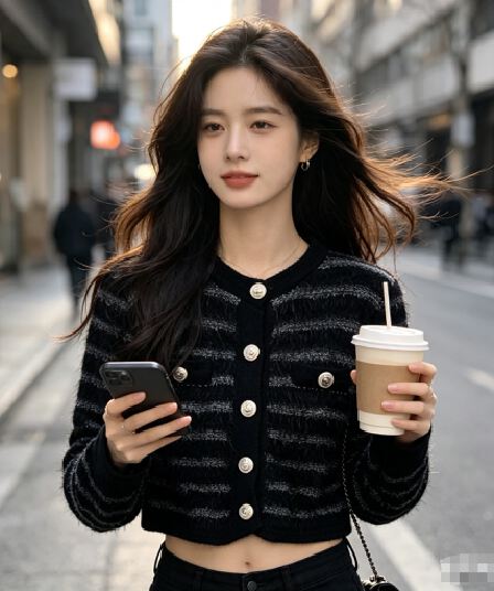 작은 샤넬 스타일 품격 디자인 센스 모방 수달 털 부드러운 찹쌀 스웨터 여자 가을 겨울철 몸매 가꾸기 쇼트 스타일 니트 카디건 코트