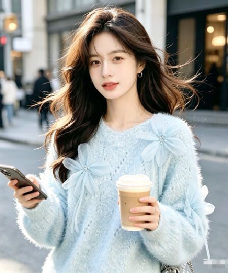 2026 봄 가을 모방 밍크 플리스 부드러운 찹쌀 V넥 풀오버 니트 스웨터 여자 프랑스식 디자인 센스 비즈 박기 꽃 맨위