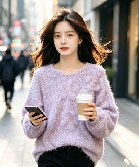 가을 겨울철 Chic 아름다운 우유 fufu 스웨터 기본 셔츠 여성 패션 비즈 박기 꽃 모방 밍크 울 쇼트 스타일 니트 스웨터