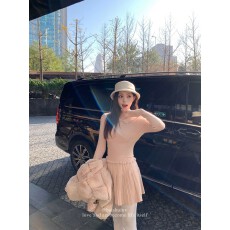 批发白水女 少女套装2.0 娃娃领针织衫女<b class='q'>冬</b>季A字百褶裙韩系纯欲套装