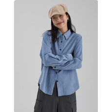 批发画风drawwind2025秋<b class='q'>冬</b>新款灯芯绒衬衫女全棉复古气质百搭长袖上衣