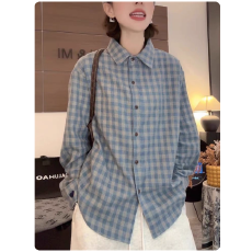 批发新款长袖双面磨毛格子衬衫女<b class='q'>冬</b>加厚港味复古时尚叠穿内搭打底上衣