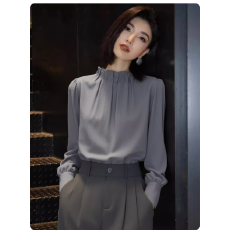 批发设计感木耳边灯笼袖上衣女2026年春季新款气质百搭打底衫