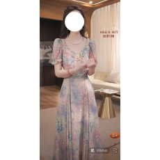 批发实拍中~北岛花季 飘逸<b class='q'>雪纺</b>渐变印花吊带裙