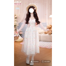 批发实拍中~~早春度假风仙女感刺绣碎花吊带<b class='q'>连衣裙</b>汉服