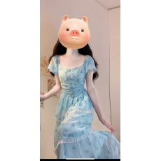 批发实拍 ~ 夏季法式少女风拼接蕾丝长裙收腰显瘦A字<b class='q'>连衣裙</b>