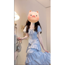 批发实拍 ~ 夏季法式少女风拼接蕾丝长裙收腰显瘦A字<b class='q'>连衣裙</b>