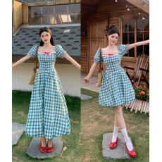 批发实拍~波西塔塔 森系碎花<b class='q'>田园</b>格纹<b class='q'>连衣裙</b>