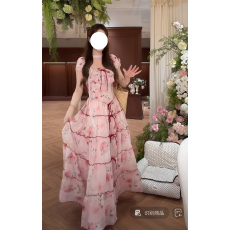 批发实拍中~甜梦<b class='q'>蔷薇</b> 夏季复古荷叶边蝴蝶结长裙收腰碎花连衣裙