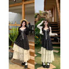 批发实拍~甜欲风时尚<b class='q'>春</b>夏针织长袖开衫收腰吊带长短裙