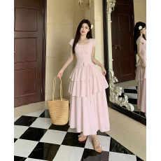 批发实拍中~云阶垂梦 气质浪漫不规则层次<b class='q'>甜美</b>公主蛋糕裙收腰连衣裙