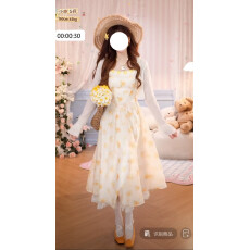 批发实拍中~夏日黄桃  甜美度假风<b class='q'>春</b>夏女长袖开衫黄色长短吊带裙