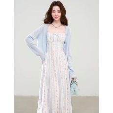 批发实拍中~法式绝美甜美碎花吊带连衣裙女<b class='q'>夏</b>季新款漂亮裙子