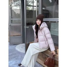 批发短款白鸭绒羽绒服女连帽小个子面包服冬季宽松显瘦加厚防寒外套