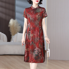 批发桑蚕丝<b class='q'>旗袍</b>2026夏季新款新中式国风高端复古洋气质妈妈<b class='q'>真丝</b>裙子