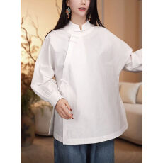 批发2026春季新中式<b class='q'>汉服</b>立领盘扣衬衫女国风复古纯棉斜襟<b class='q'>唐装</b>茶服上衣