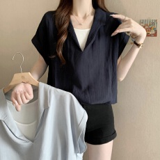 批发实拍大码 设计感胖mm宽松短袖雪纺衫内搭背心<b class='q'>两件套</b>女