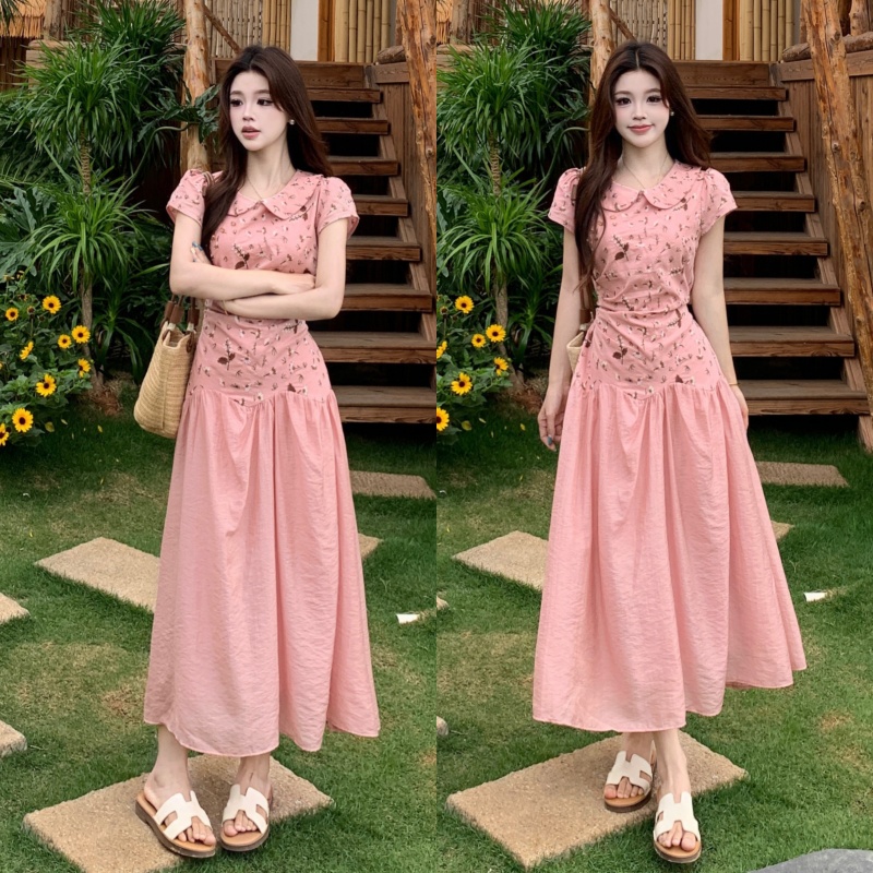 RY3202# 实拍大码女装 夏季新款法式复古温柔风小众设计感刺绣连衣裙