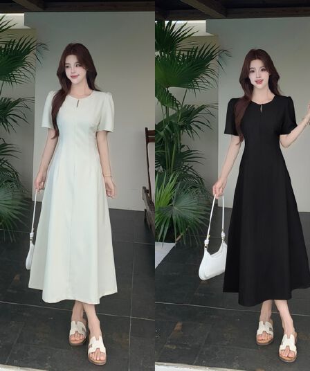 실사 빅 사이즈 여름 새로운 프랑스식 레트로 품격 미니멀리즘 디자인 센스 그는 벤 바람 드레스