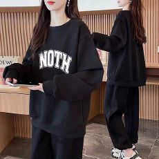批发休闲外穿卫衣卫裤两件套装女秋季2025新款胖mm时尚<b class='q'>运动</b>穿搭一整套