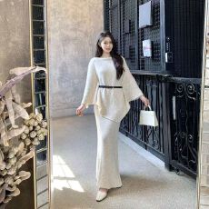 批发原版做法+针织质量+针织斗篷女秋冬新宽松高级<b class='q'>吊带</b>裙两件套配腰带
