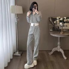 批发韩系连帽休闲运动套装女春秋穿搭高级感欧货<b class='q'>时尚</b>洋气阔腿裤两件套