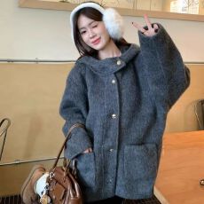 批发慵懒风高级感毛呢外套新款秋冬季韩系小个子短款贵气质呢子大衣女