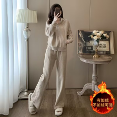批发欧货加绒卫衣套装女秋冬时髦洋气<b class='q'>休闲</b><b class='q'>运动</b>服阔腿裤两件套