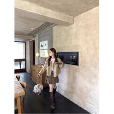 批发露思同款撞色复古<b class='q'>气质</b>套装翻领夹克外套上衣女秋季