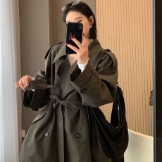 批发原版做法宽松风衣外套女2025秋<b class='q'>冬</b>新款小个子巨好看韩版高级感短款