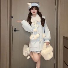 批发（夹棉里布）羊毛大衣中长款毛呢外套女