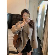 批发翻领毛呢子大衣外套女2025新款秋冬季新款小个子赫本风高级感