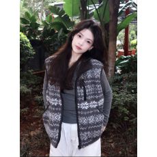 批发复古费尔岛提花羊羔毛<b class='q'>马甲</b><b class='q'>男</b>女新款立领保暖毛绒一体<b class='q'>马甲</b>学生