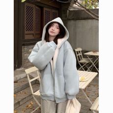 批发麂皮绒复合奥粒绒<b class='q'>外套</b>女加绒加厚连帽上衣2026秋冬新款皮毛一体