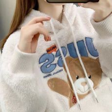 批发羊羔毛<b class='q'>小熊</b><b class='q'>卫衣</b>女冬新款加绒加厚上衣外套宽松减龄洋气