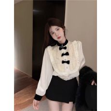 批发法式宫廷风长袖<b class='q'>衬衫</b>秋冬新款设计感蝴蝶结显瘦上衣<b class='q'>气质</b>独特<b class='q'>衬衣</b>女