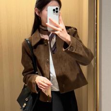 批发美拉德麂皮绒外套女短款2026春秋新款复古宽松小个子<b class='q'>薄</b>款<b class='q'>夹克</b>上衣